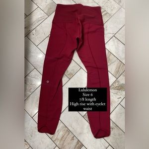 Lululemon athletica red high waisted leggings